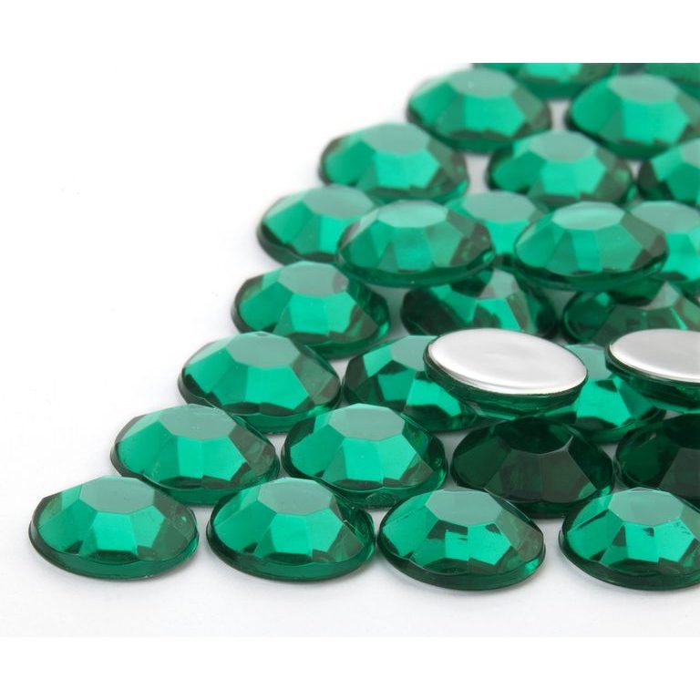 Acrylic glue-on stones round 10mm green