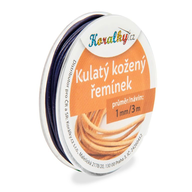 Okrúhly kožený remienok 1mm/3m fialový č.9