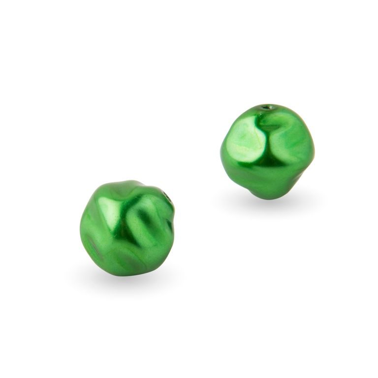 Czech glass shaped pearls 12mm green No.29