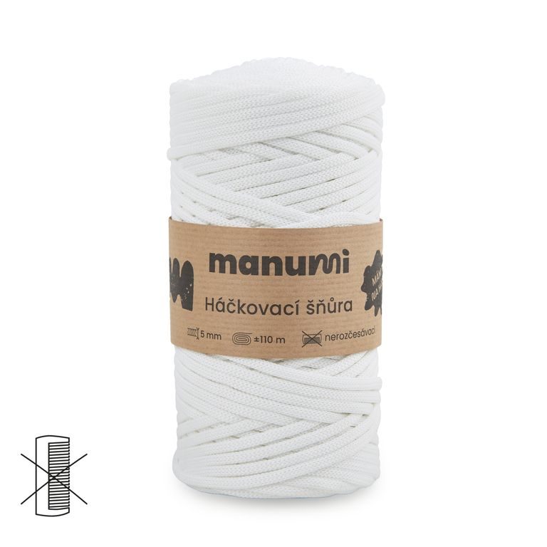 Manumi crochet polyester cord 5 mm white