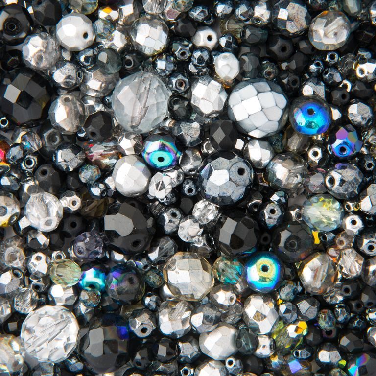 Black fire polished beads mix