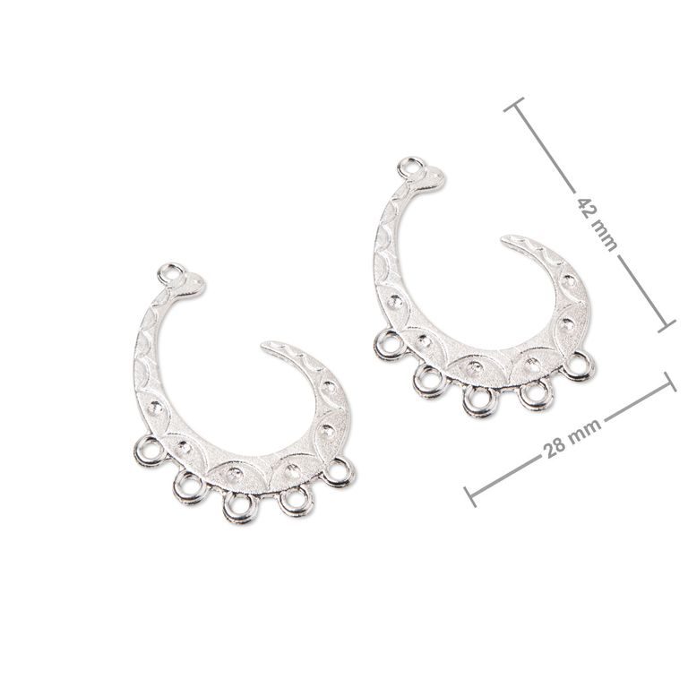 Decorative chandelier earring findings 42x28mm silver colour