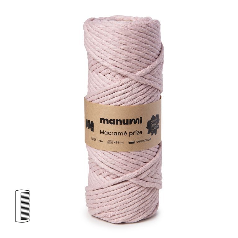 Manumi Macramé příze stáčená 5mm světle růžová