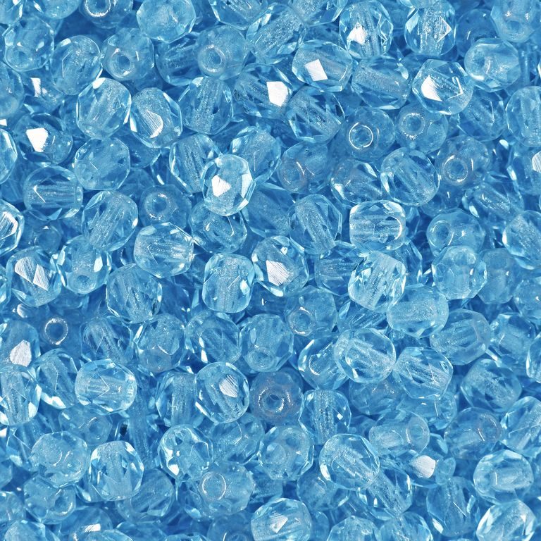 Glass fire polished beads 4mm Aquamarine