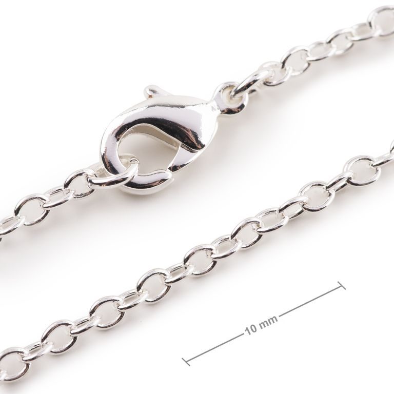 Jewellery chain with 2.5mm link with a clasp in the colour of silver 50cm