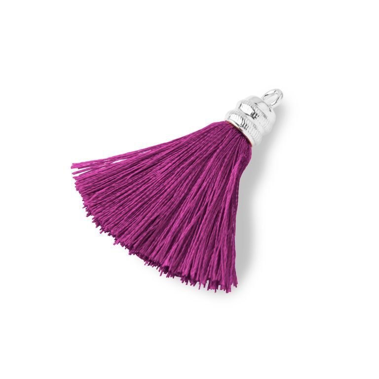 Silver tassel 4cm purple No.1192