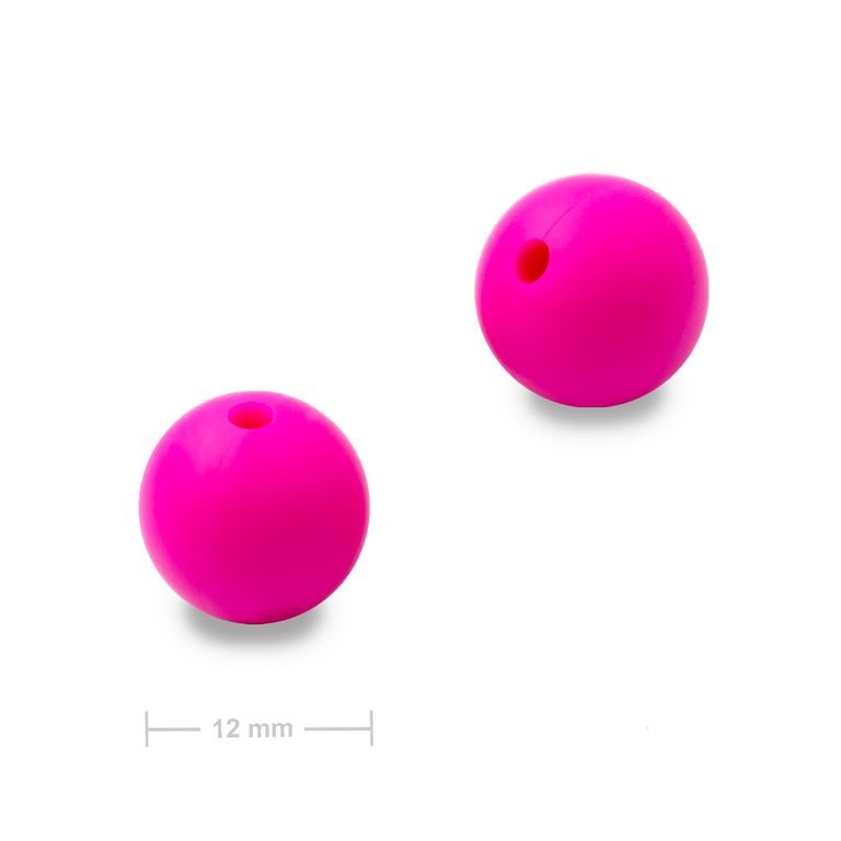Silicone round beads 12mm Pink Glaze