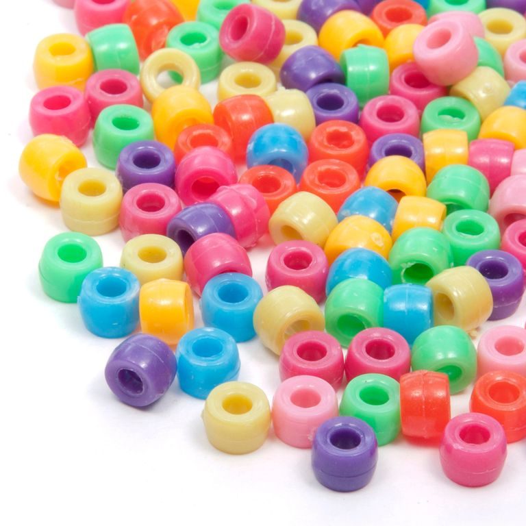 Mix of colourful plastic pony beads 4x6mm