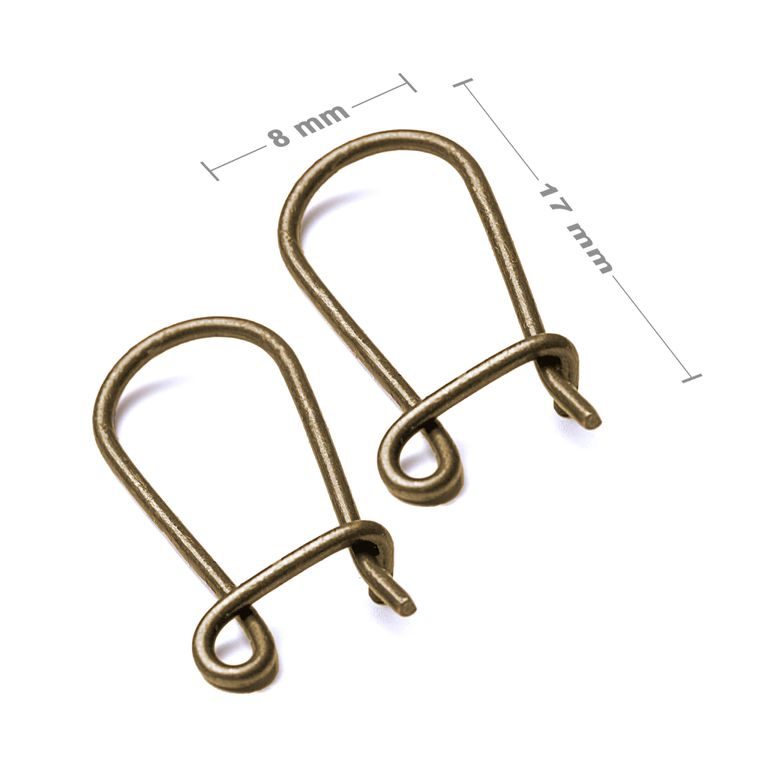 Kidney earring hooks 17x8mm antique brass