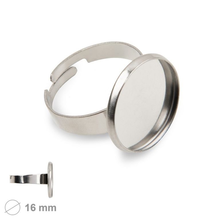 Bižutérne lôžko na prsten s okrúhlou lôžkom 16 mm z chirurgickej ocele