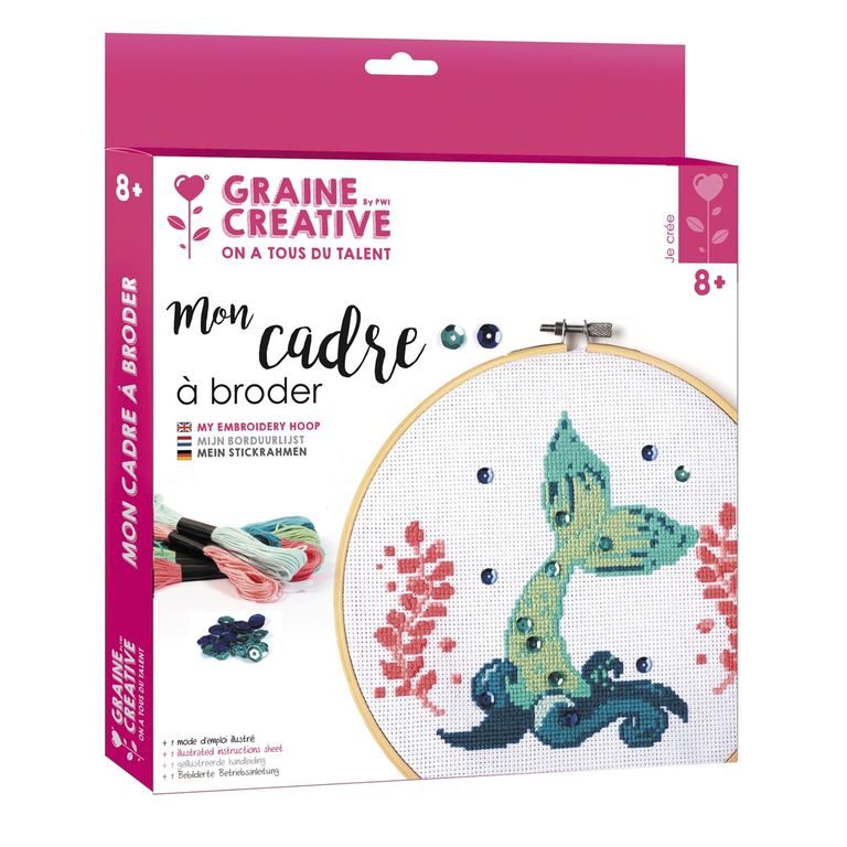 Embroidery kit decoration with a mermaid motif