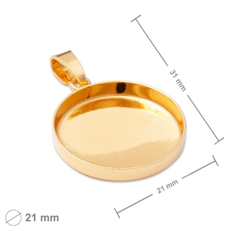 Stříbrný přívěsek s lůžkem 20 mm pozlacený 24K zlatem