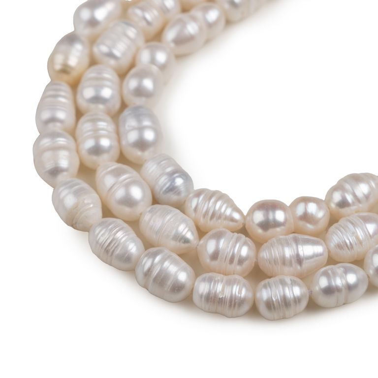 Korálky z pravých říčních perliček ve tvaru rýže 7–8 mm