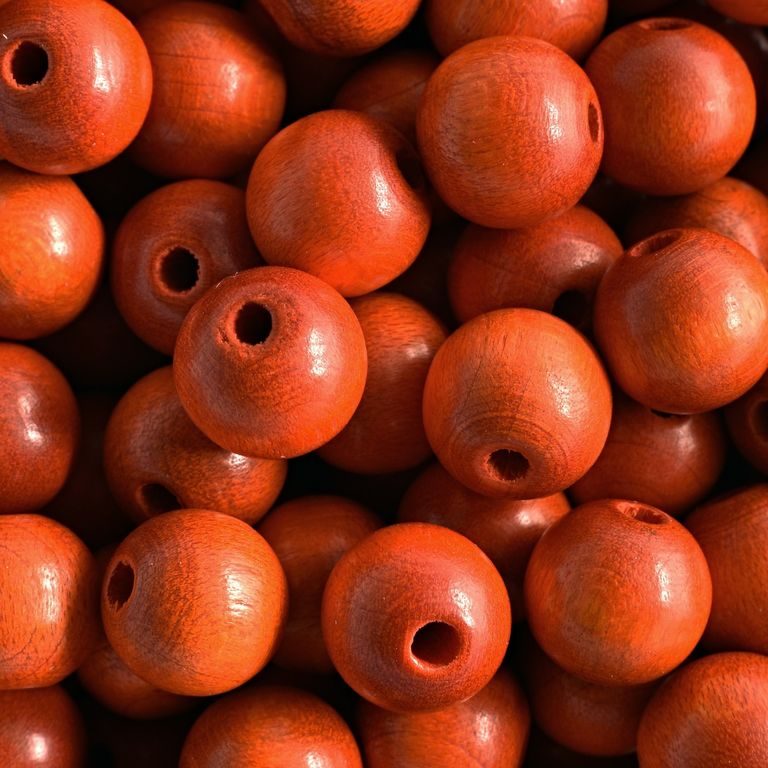 Dřevěné korálky kulička 10mm oranžová