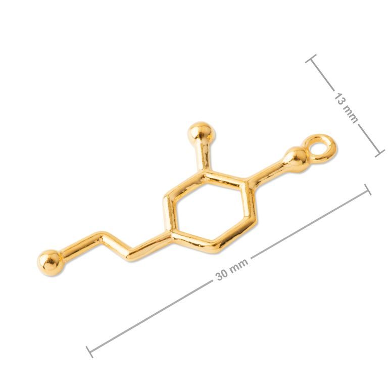 Stříbrný přívěsek chemický vzorec dopamin pozlacený 24K zlatem