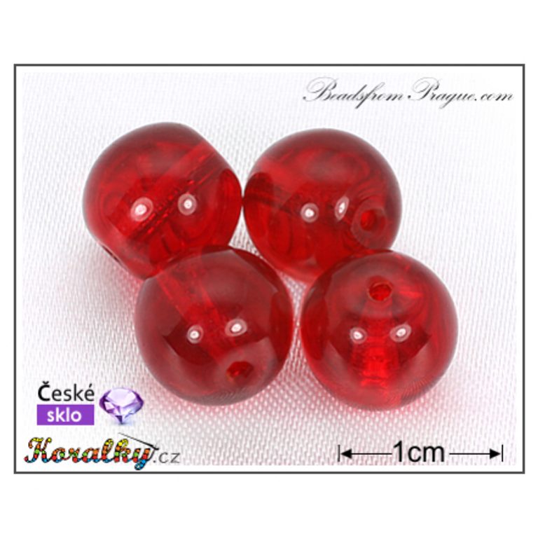 Czech glass pressed bead round 10mm red transparent No.37