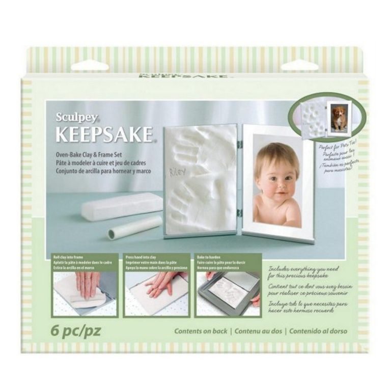 Sculpey baby hand and foot impression kit with a frame