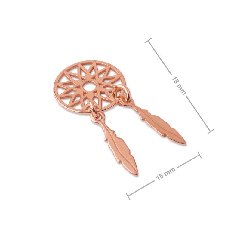 Silver pendant dream catcher rose gold plated No.1114