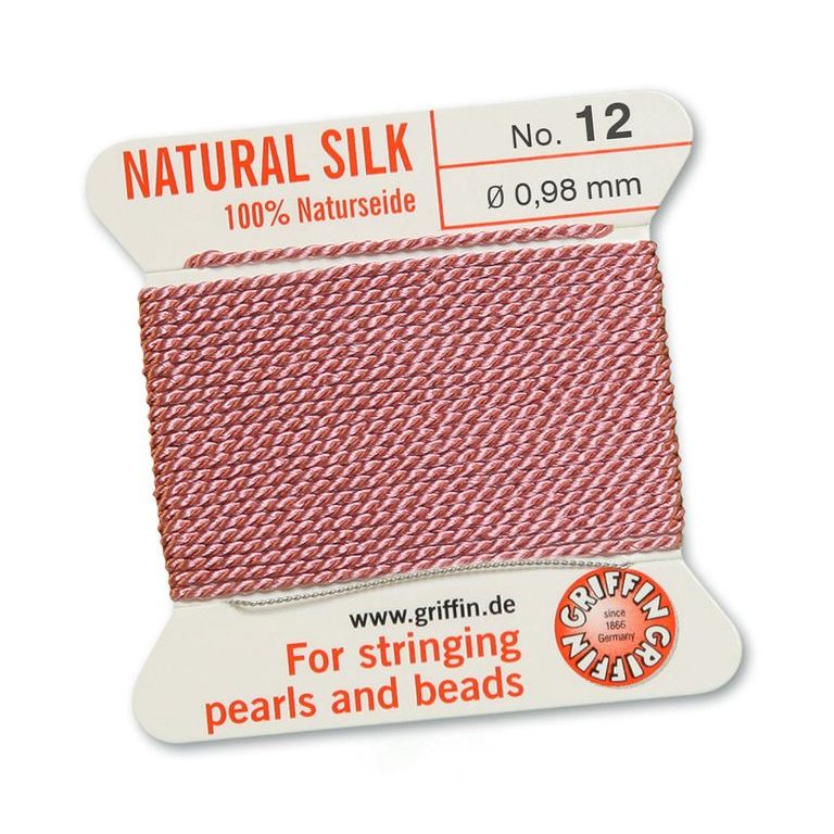 Silk thread with needle 0.98mm/2m pink
