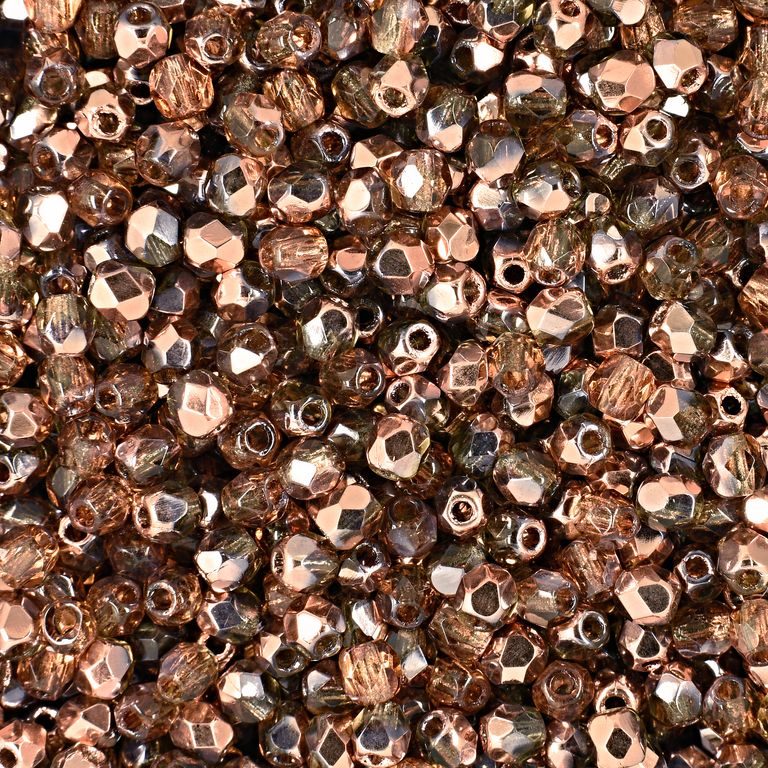 Glass fire polished beads 3mm Copper Smoky Topaz