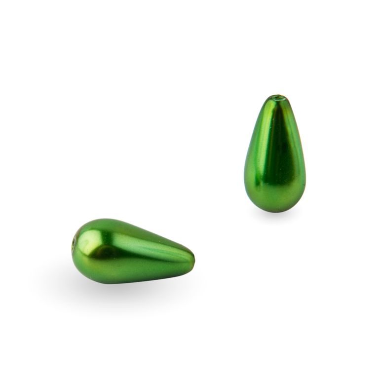 Czech glass shaped pearls 15x8mm green No.30