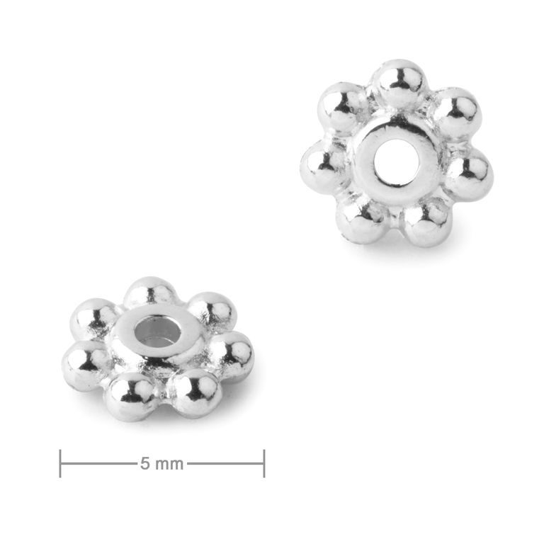 Metal bead spacer flower 5 mm silver