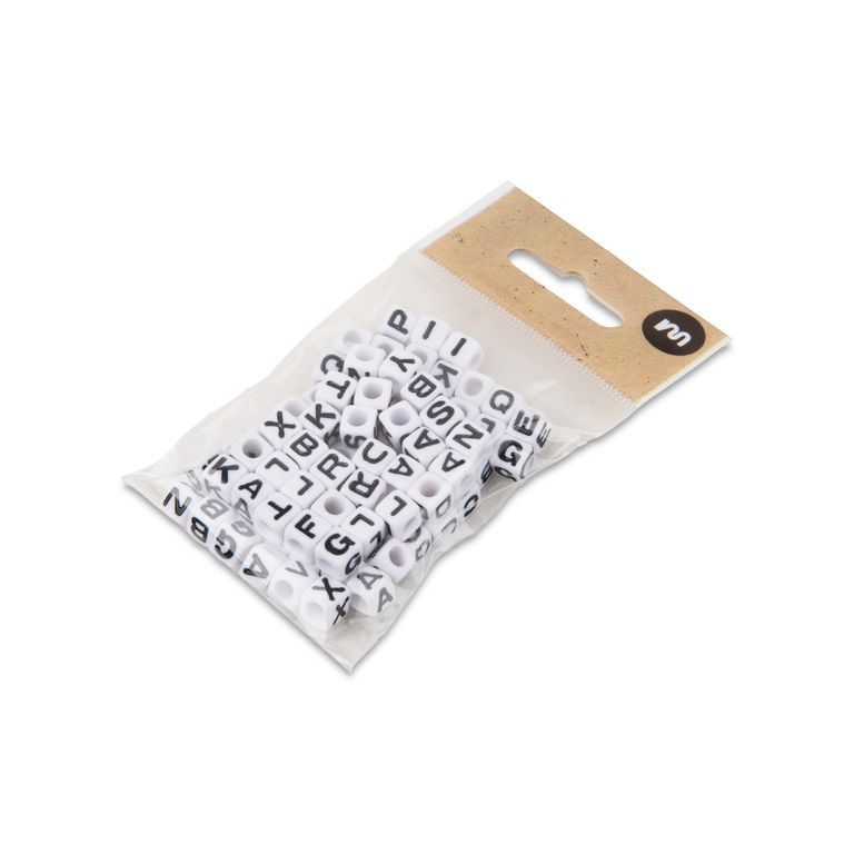 Biely mix plastových korálikov 7 mm s písmenami