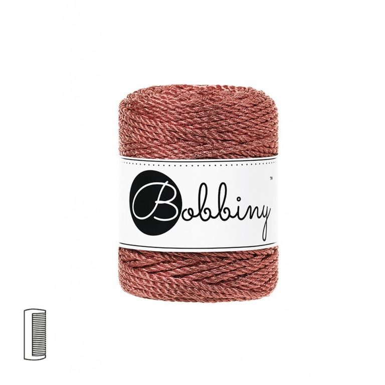 Bobbiny metalická macramé priadza 3PLY 3mm Copper