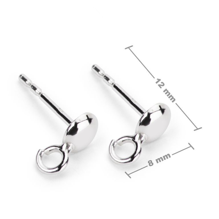 Sterling silver 925 half ball ear post 5mm with eyelet No.246