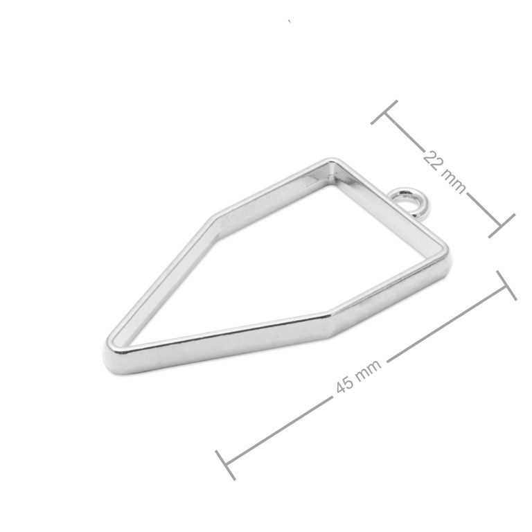 Rámeček na odlévání křišťálové pryskyřice polygon 45x22mm v barvě stříbra