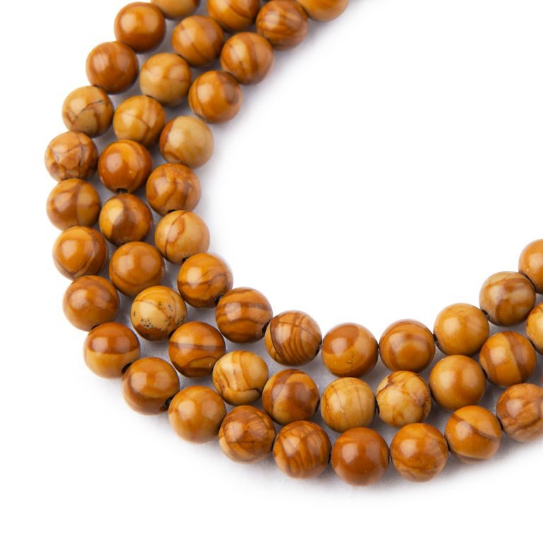 Yellow Wooden Jasper beads 6mm