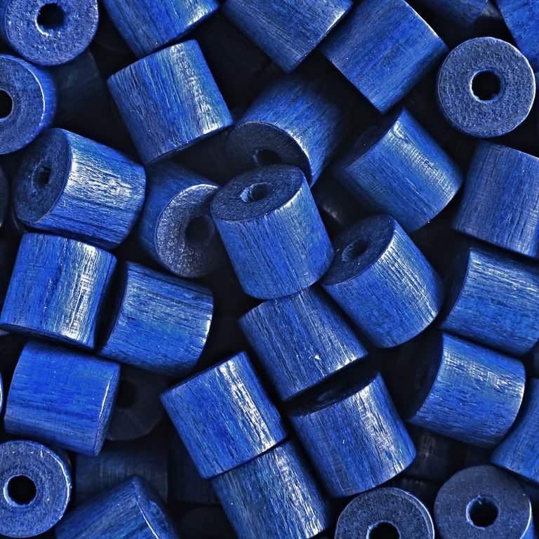 Czech wooden beads cylinder 7x7mm dark blue No.206