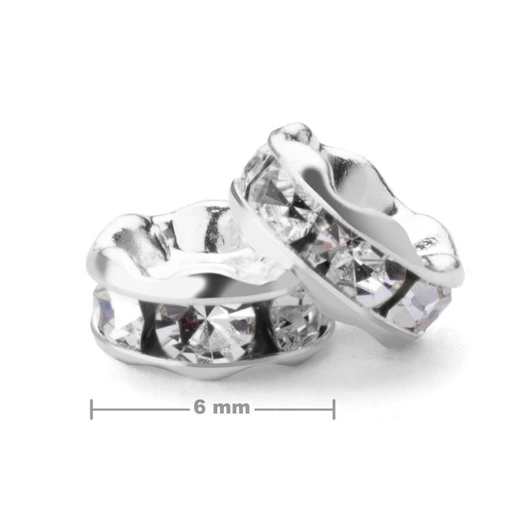 Rondel cu ștrasuri 6mm argintiu Crystal