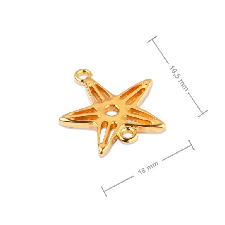 Manumi connector sea star 19.5x18mm gold-plated