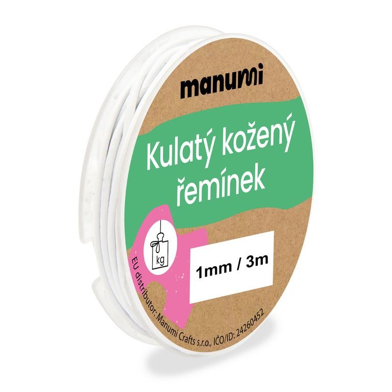 Round leather cord 1mm/3m white no.1