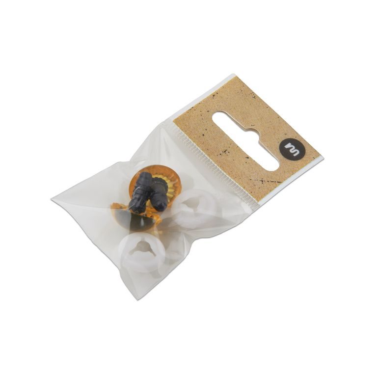 Pair of eyelets with safety cap 19,5mm yellow