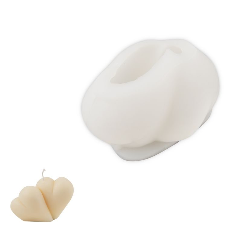 Silicone mould for a candle in the shape of a double heart