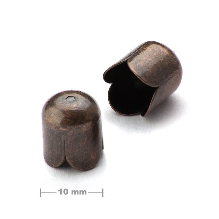 Tulip bead cap 10mm antique copper