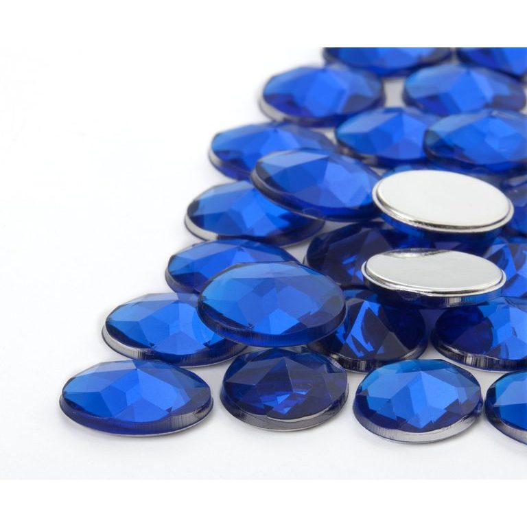 Acrylic glue-on stones oval 10x12mm blue