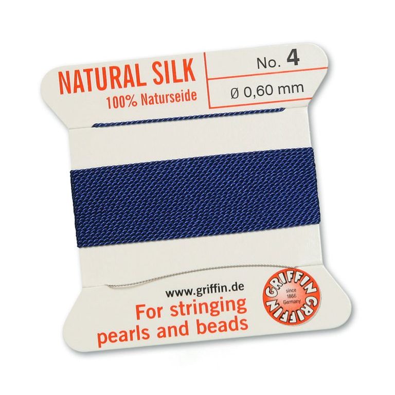 Silk thread with needle 0.6mm/2m dark blue
