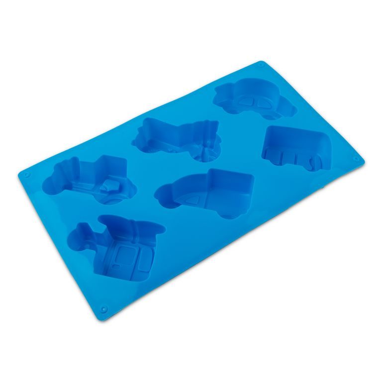 Silicone mould for casting soap mass with vehicles