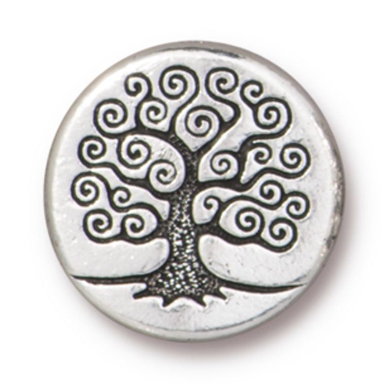 TierraCast mărgele Tree of Life 15mm culoare argintiu învechit