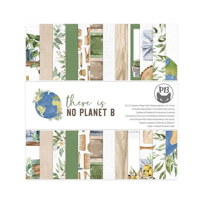 Set de coli față-verso pentru scrapbook 30x30cm 12 coli P13 There is no planet B