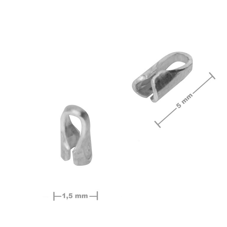 Stříbrná kulatá lepící koncovka 1,5 mm