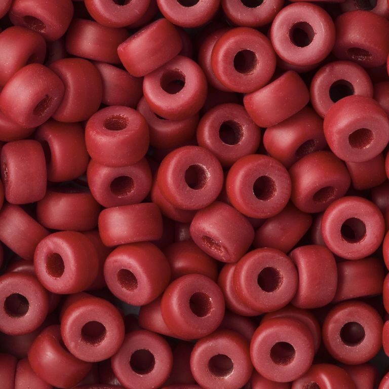 Sklenené koráliky s veľkou dierkou 6mm Dark Red Opaque Matt