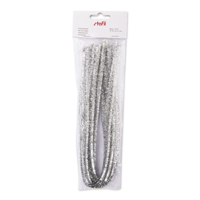 Chenille wires 50x0,8cm 10pcs silver