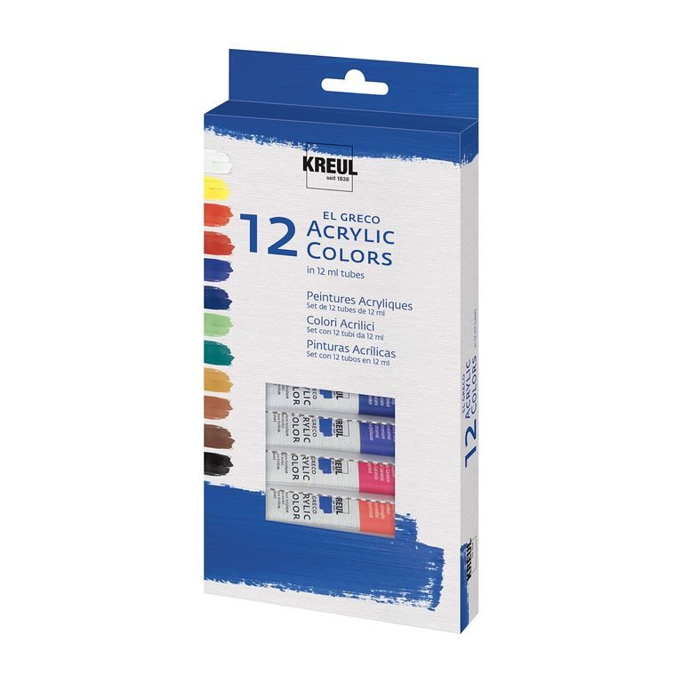 Set vopsele acrilice El Greco 12 culori 12x12ml