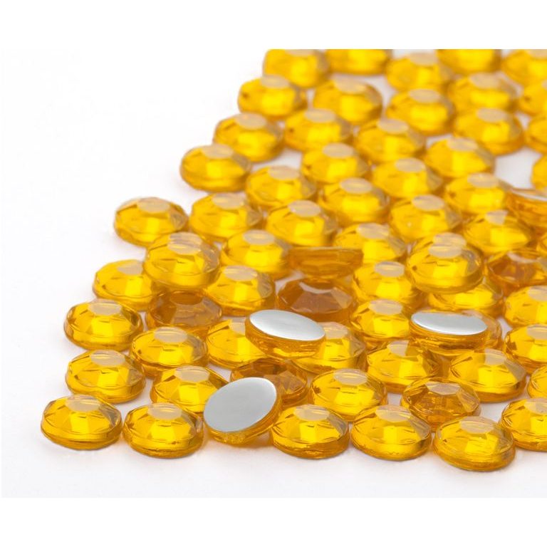 Acrylic glue-on stones round 6mm yellow