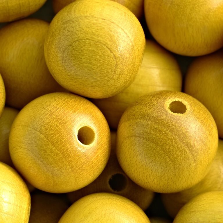 Drevené koráliky guľôčka 20mm žltá