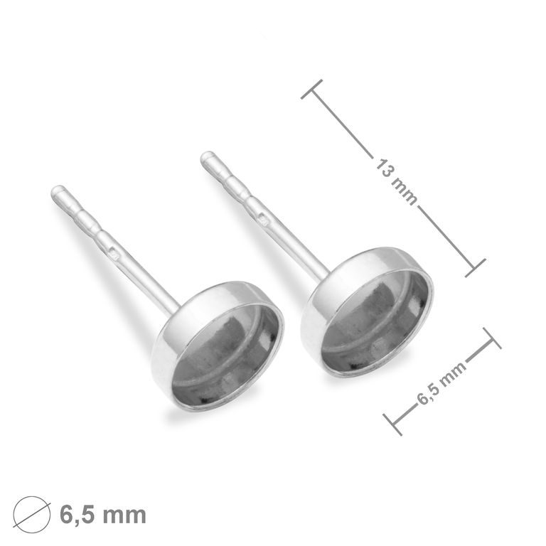 Silver ear posts with settings 6mm  No.1245